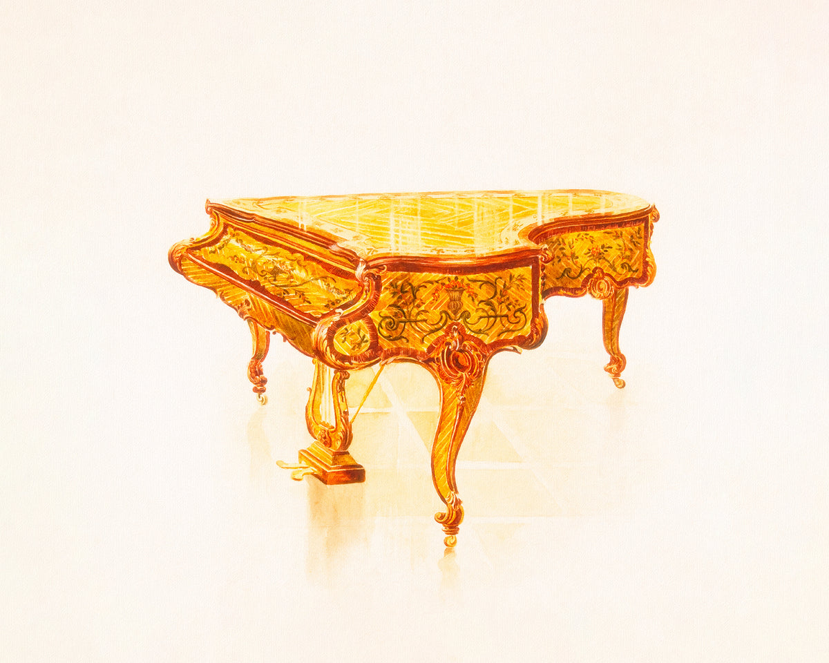 Ornate Golden Grand Piano Print